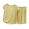 thumbnail image 2 of uublik Pajamas for Women Set Shorts Short Sleeve Top and Loose Shorts Casual Comfy Soft Sleepwear for Nightwear Yellow, 2 of 8