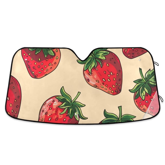 Many Strawberries Car Windshield Sun Shade Reflector Sunshade Foldable for Front Keeps Vehicle Cool