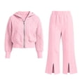 thumbnail image 2 of Cethrio Girls Knitted Outfit Sets, Fall 2 PC Casual Long Sleeve Girls' Clothing Sets Pink Size 6, 2 of 6
