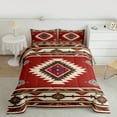 thumbnail image 3 of Manfei Maroon Bohemian Aztec Full Size Comforter Sets, Vintage Brown Triangle Bedding Comforter Set, Teen Kid Adult Reversible Bedding Sets, Lightweight Room Decor, 3 Pieces, 3 of 9