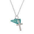 thumbnail image 2 of Delight Jewelry Acrylic 1.25" Teal Cheer Megaphone Everlasting Love Engraved Cross Zoey Necklace, 28", 2 of 4