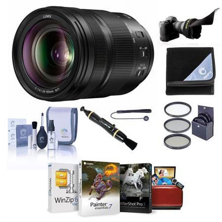 UPC: 0192223143500 | 24-105mm f/4 LUMIX S O.I.S. Lens for Leica L  Bundle with ProOptic 77mm Filter Kit  Flex Lens Shade  Lens Cleaner  Lens Wrap  Cap Tether  Cleaning Kit  Mac Software Kit