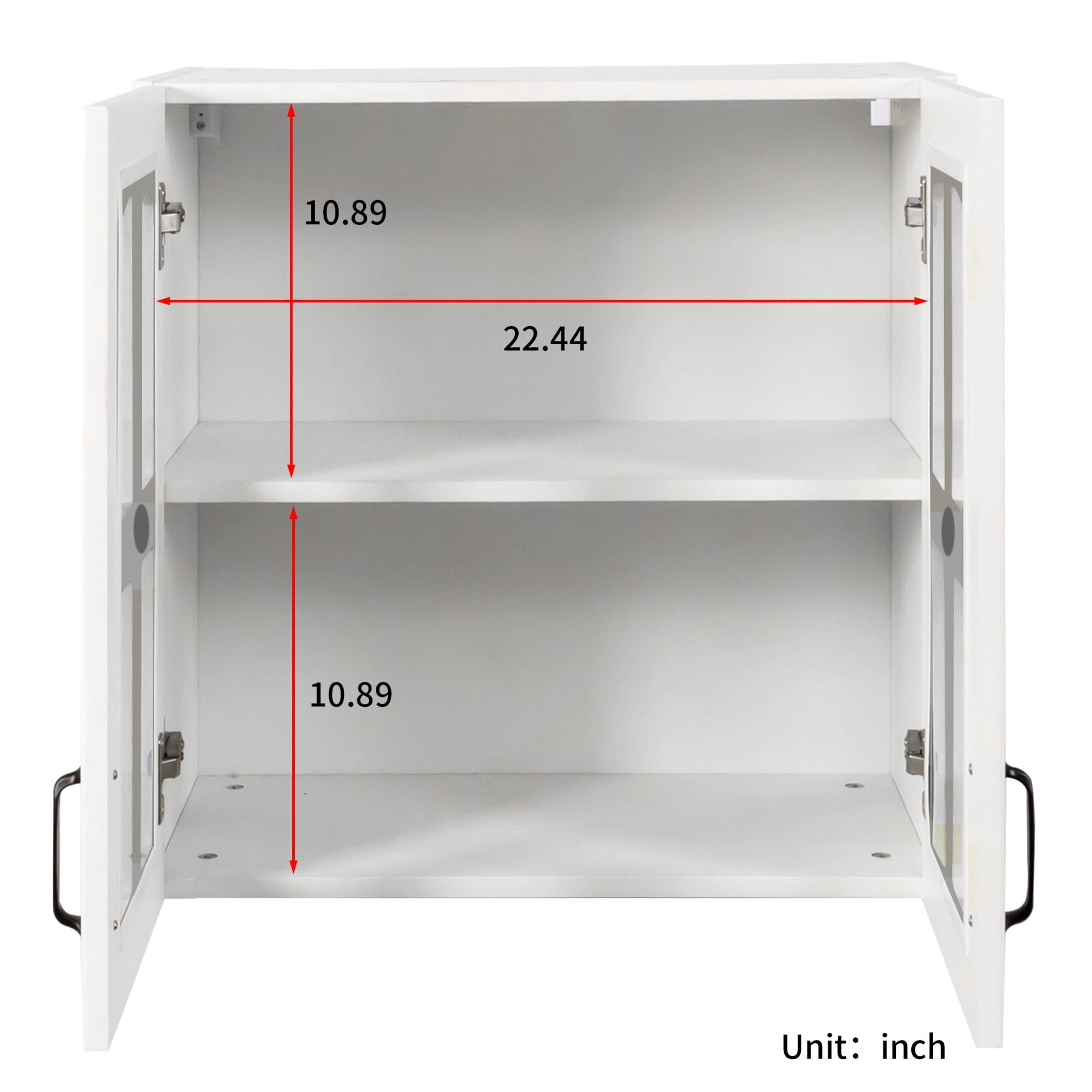 Noble House Classic Glass Door Wall Display Cabinet, Modern Floating Storage Cabinet for Kitchen & Bathroom, White