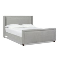 Elle Wingback Upholstered King Bed Silver Grey