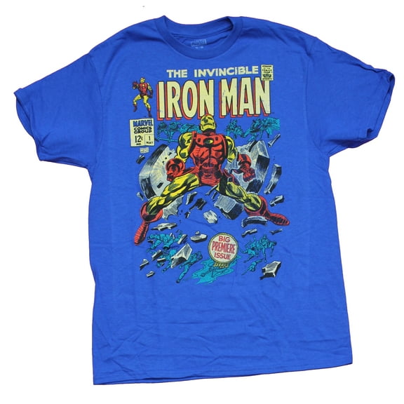 Iron Man Mens T-Shirt - Big Premiere Issue Distressed Cover Image