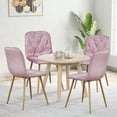 thumbnail image 3 of Dining Chairs Set of 4 Modern Dining Accent Side Chairs Ubran Style Mid Century with Metal Legs Home Room/Kitchen/Restaurant/Office, Pink, 3 of 9