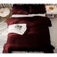 thumbnail image 6 of DNG Creations 3 Piece Vintage Ruffle Pattern Comforter Set Premium Ultra Soft 550 GSM All Season ( King/Cal King Size ) 100% Egyptian Cotton Solid Wine Colour, 6 of 8