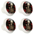thumbnail image 2 of 4 Pcs Round White Knobs for Kitchen Cabinet Cupboard Dresser Bookcase Roses and Skull Drawer Pulls Handles Home Decor, 2 of 8