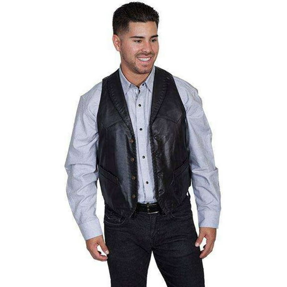 Scully Men's Whipstitch Lamb Leather Vest - 206-161 XXX-