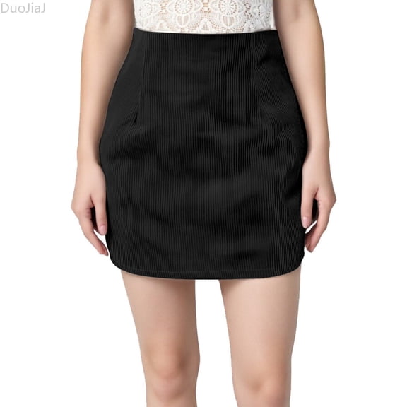 DuoJiaJ New Women's A Line Skirt Mini Skirt Casual High Waist Tight Skirt Slim Street Fashion Women Bodycon Skirts Women Black L