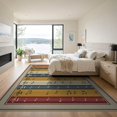 thumbnail image 3 of ODIKA 9'x12' Washable Area Rug Non-Shedding, Easy Care Guitar Music Record Crimson Design Electric Notes Fretboards in Horizontal Stripes for Master Suite, California King, Under Bed, 3 of 7
