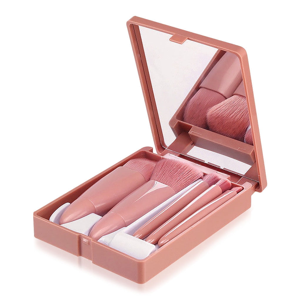 relayinert Pack of 5 Makeup Brushes with Mirror Powder Foundation Eye Shadow Beauty Make Up Set Eyelash Brush Beginner Cosmetics Household