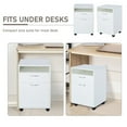 thumbnail image 3 of File Cabinet with 1 Shelf and 2 Drawers, Storage Cabinet with 4 Smoothly-Rolling Casters and 2 Locking Brakes, Sideboard Bins Made of Particle Board, White, 3 of 6