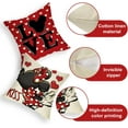 thumbnail image 4 of Valentine Cartoon Mouse Decorative Throw Pillow Covers 18 x 18 Set of 4, Red Love Heart Polka Dots Kiss Cushion Case Decor, Anniversary Wedding Holiday Home Decoration for Sofa, 4 of 6