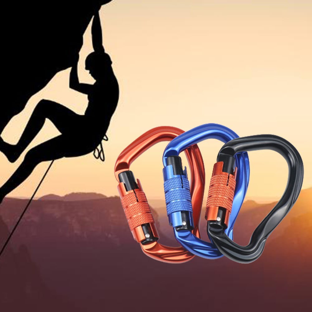 23KN Durable Twistlock Aluminum D Ring Carabiners Clips Hook for Climbing, 