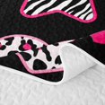 thumbnail image 5 of Feelyou Sugar Gothic Bow Twin Quilt Set, Leopard Zebra Stars Twin Coverlet Set, Black Pink, 2-Piece, 1 Comforter and 1 Pillowcase, 5 of 7