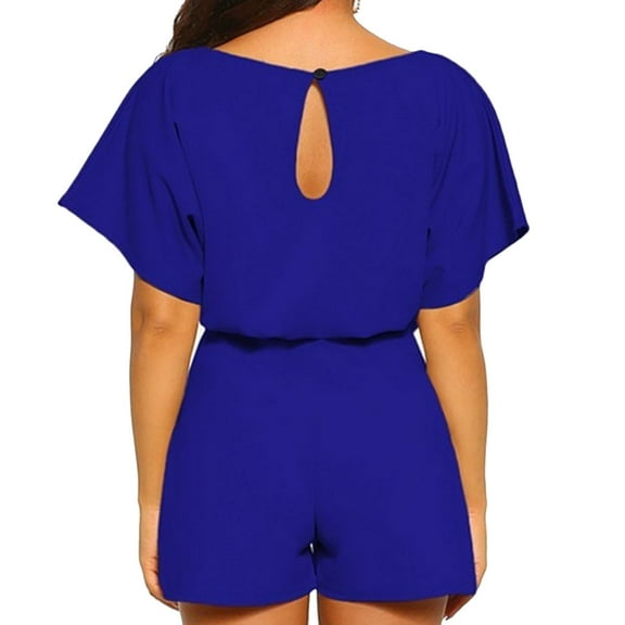 Rompers for Women Sexy Casual Short Jumpsuit for Women Keyhole Back Short Sleeve Jumpsuits and Rompers Lounge Shorts