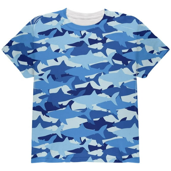Great White Shark Camo All Over Youth T Shirt Multi YSM