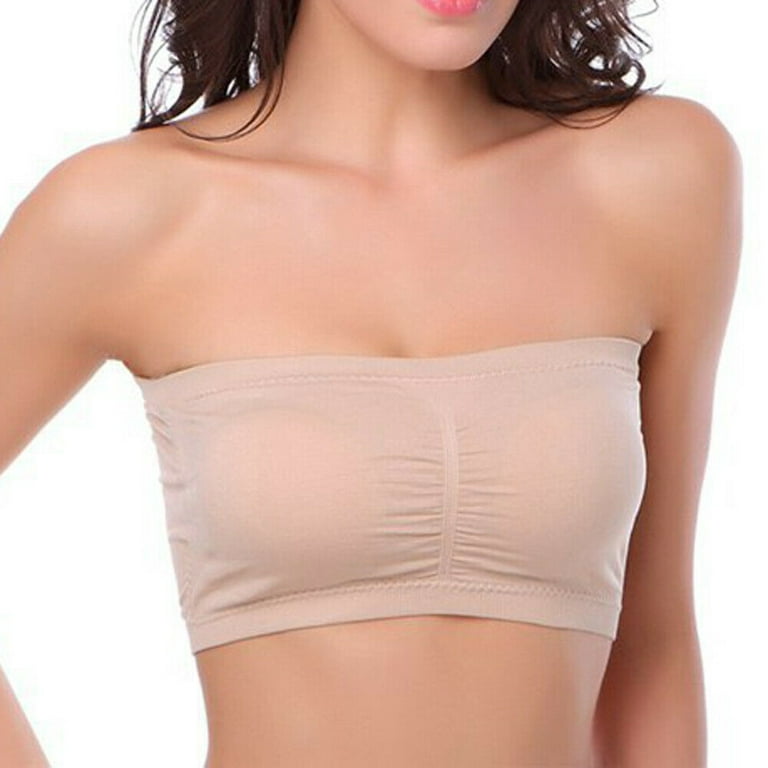 Womens Sexy Strapless Bra Removable Pads Bandeau Tube Top Seamless Bras  Crop Top