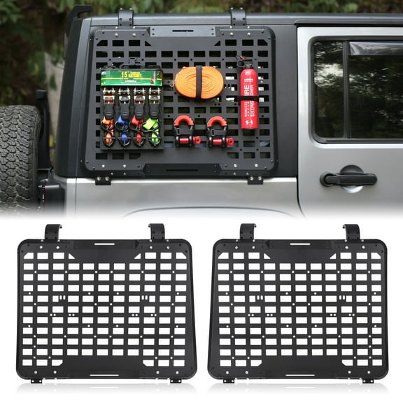 Rear Window Storage Panel,Window Cargo Shelf Compatible with Jeep Wrangler 2007-2018 JK 4 Doors Tactical Storage System Multifunctional Flank Kit 2PCS