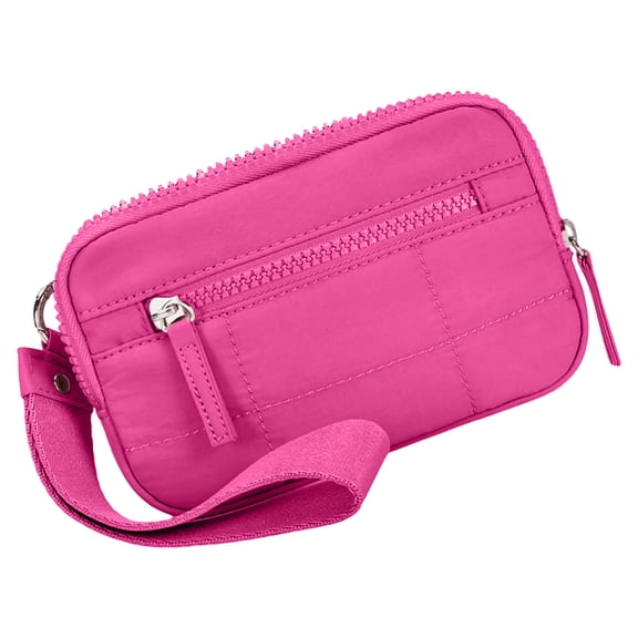 Compact Keychain Wristlet Purse with Zippered Card Slots & Coin, Women's Travel Wallet with Adjustable Strap