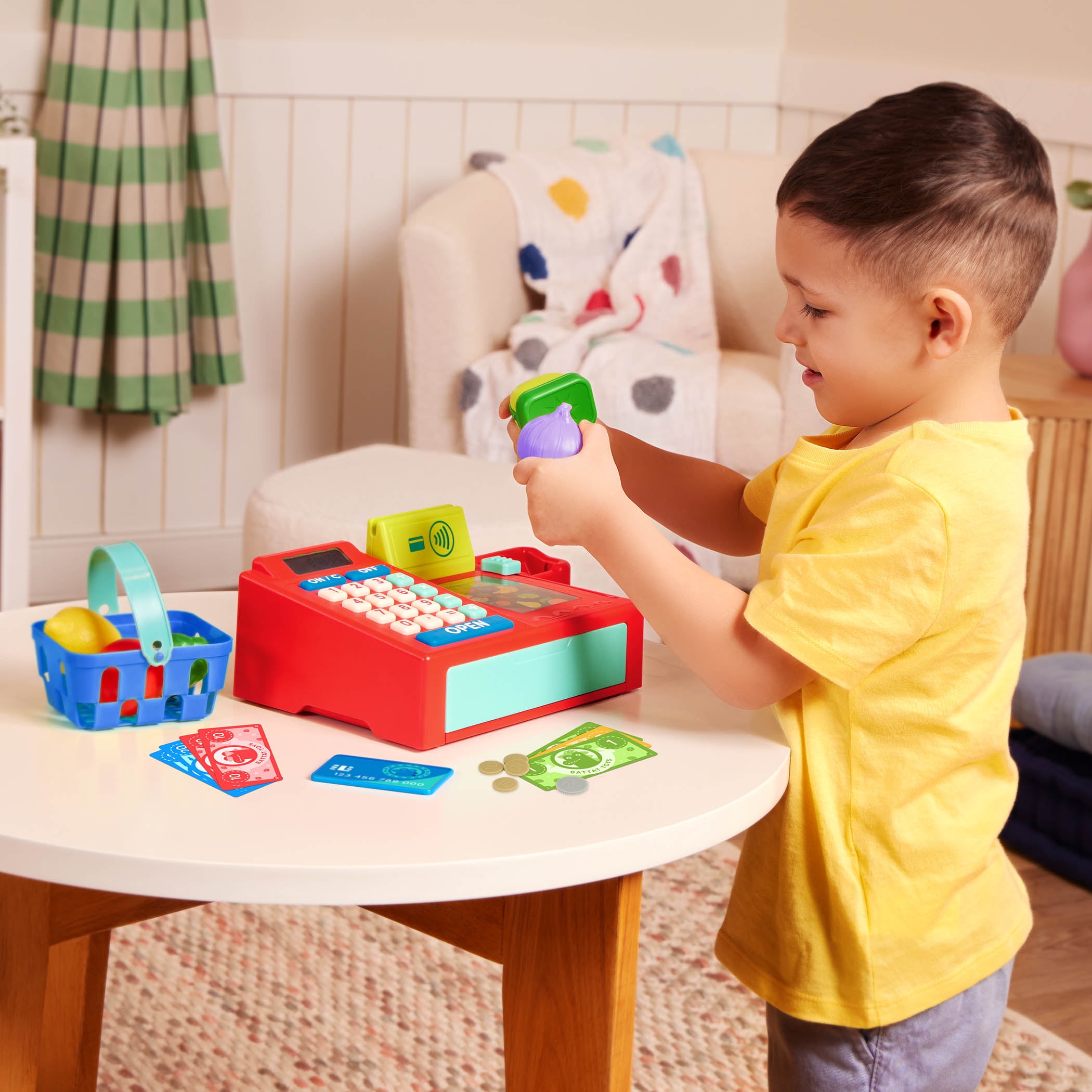 Battat Ring It Up Register Cashier Plastic Set with 35pcs Calculator, Toddler and Preschool Toys