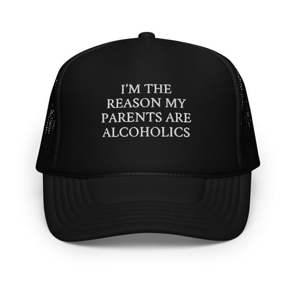 Humorous Embroidered Foam Trucker Hat (Black)