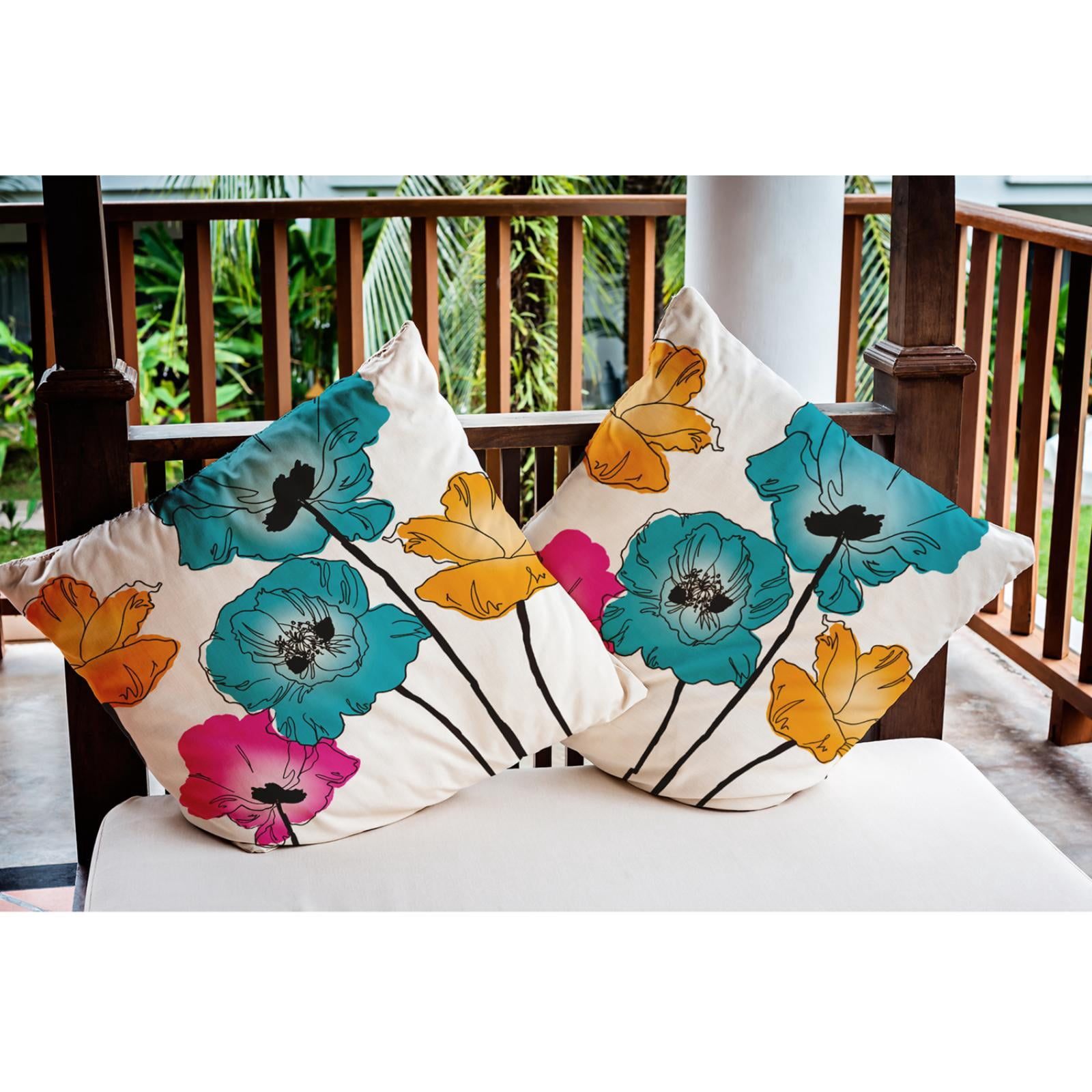 16" x 16" Simply Daisy Popping Poppies Indoor/Outdoor Throw Pillow