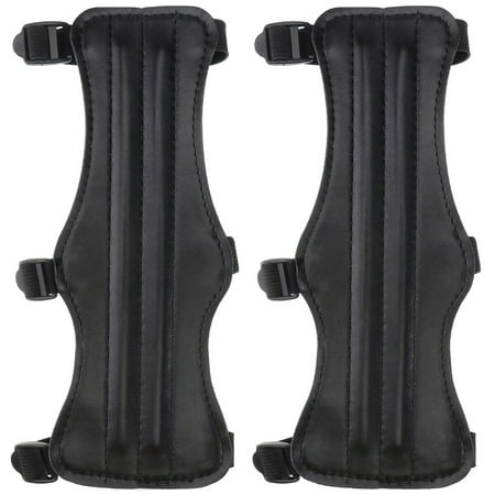 

2pcs Fashion PU Leather Safe Strap Armband Adjustable Triple Buckle Strap Archery Arm Guard Accessory for Arrow Recurve Hunting Archery Supplies (Black)