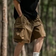 thumbnail image 5 of Big and Tall Cargo Shorts for Men Below Knee 13 Inches Cotton Streetwear Trousers Regular Fit with Multi-Pocket,Coffee,L, 5 of 6