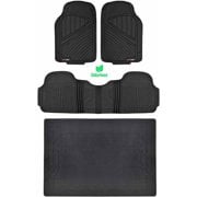 - (2 pack) Motor Trend 100 Percent Odorless Car Floor Mats with Standard Trunk Cargo Mat, 4 Pieces Rubber Protection, Black Beige Gray
