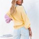 thumbnail image 3 of Mujer cuello redondo suéter empalmado moda color bloqueo transpirable suéter femenino suéter azul S, 3 of 7