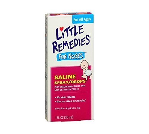 Little Remedies Newborn + Nose Saline Spray Drops, Wash Away Mucus, 1 Oz