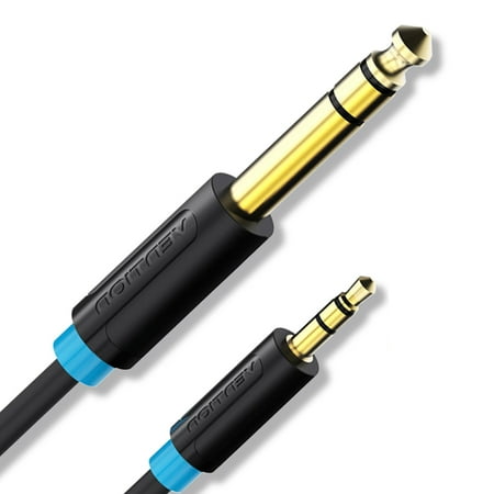 Pvc S-video Cable TSV 3.3/5/6.6FT 24K 15U Gold Plated 3.5mm 1/8 Male to 6.35mm 1/4 Male TRS Stereo Audio Cable with PVC Infection Molding Shell Design for iPhone, iPod, Laptop,Power Amplifier,Microphone and Guitar ()