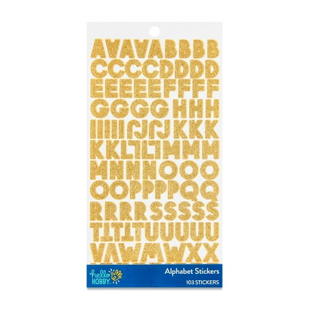 Hello Hobby Gold Glitter Alphabet Stickers, Letter Icons, 103 Count
