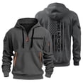 thumbnail image 2 of Men's RED FRIDAY Print Zip Up Hoodie with Arm Pocket, Casual Cardigan Style Sweatshirt, Large Size Fleece Jacket for Veterans Day, Christmas, Military Support,Dark Gray,XL, 2 of 5