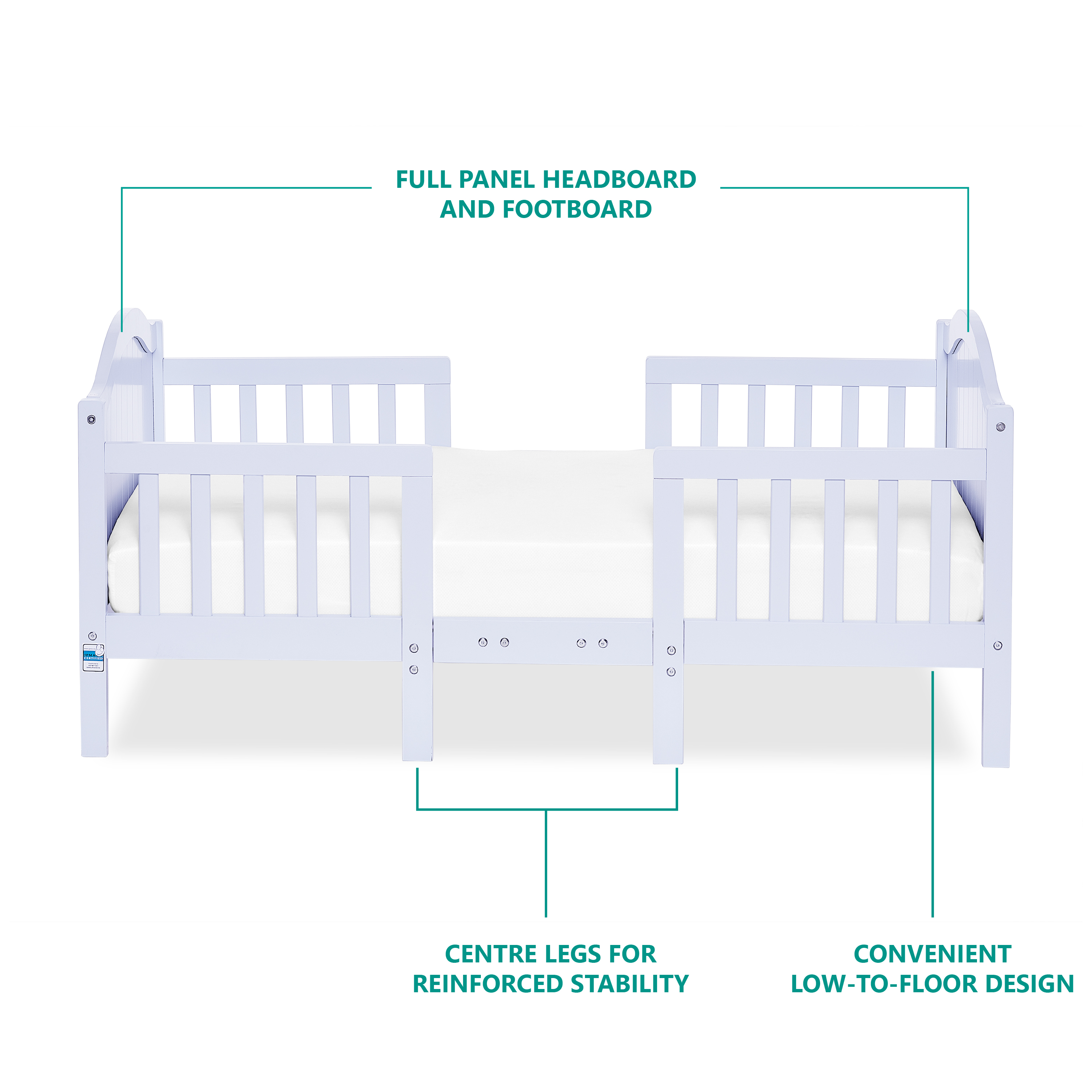 Dream On Me Portland 3 in 1 Convertible Toddler Bed, Lavender Ice - image 5 of 20