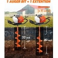 thumbnail image 5 of 72CC Gas Powered Post Hole Digger, 2-Stroke Earth Auger Drill with 8" Auger Bit & 1 Extension Bar, Heavy Duty Petrol Hole Borer for Fence Post Digging, Tree Planting, Garden Lawn, 5 of 9
