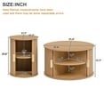 thumbnail image 2 of Set of 2 Coffee Table with Sliding Tambour Door, Mid-Century End Table Set with Storage, Round Fluted Center Table, Tall & Low Side Table for Living Room, Natural, 2 of 9