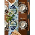 thumbnail image 2 of ERUNPONLY Coastal Stripe Fish Table Runner - 108 Inch Long Summer Ocean Watercolor Coral Cotton and Linen Blended Dress Scarves Farmhouse Table Runner for Kitchen Dining, Coffee Table, 13"x108", 2 of 8