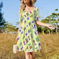 thumbnail image 4 of Vestido de manga corta con símbolos, vestidos elegantes y chic para mujer, vestidos promocionales para mujer, vestidos de noche elegantes y chic., 4 of 7