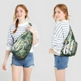 thumbnail image 3 of Jungle Floral Sling Backpack - Exotic Monstera & Flowers Design Crossbody Bag, Fashionable Pack, 3 of 4