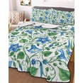 thumbnail image 3 of Quilts Twin Size Bedding Set, Blue Green Botanical Lightweight Quilted Comforter, Watercolor Spring Floral Summer Soft Reversible Bedspread Coverlet with Pillow Covers for All Season, 68" x 86", 3 of 7