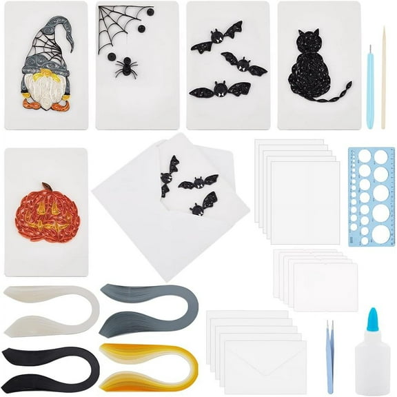 20 Sets DIY Quilling Blank Card Kit with Paper Quilling Strips Tools Handmade Quilling Card with Instruction DIY Congratulation Cards