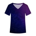 thumbnail image 4 of Summer Tops for Women Gradient Casual V Neck Short Sleeve T-Shirts Loose Fit Basic Work Office Blouses Tunic Tops, 4 of 5
