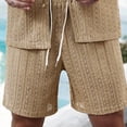 thumbnail image 4 of Ceisia Men's Casual Short Sleeve Button Down Shirt Open Weave Breathable and Elastic Waist Drawstring Shorts Two Piece Set Gifts for Father Multicolor L, 4 of 8