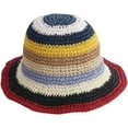 thumbnail image 5 of CoCopeaunts Straw Bucket Hat for Women Sun Shade Woven Wide Brim Fisherman Hat Foldable Floppy Rainbow Striped Crochet Bucket Cap, 5 of 8