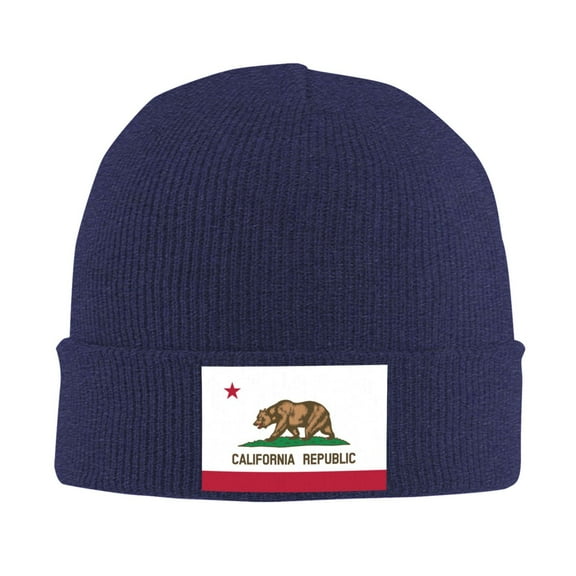 California Flag Beanie Hat Knit Hat Skull Cap for Men Women Winter Hat Navy Blue
