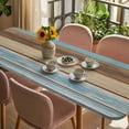 thumbnail image 3 of Blue Brown Table Cloths for 8 Foot Rectangle Tables, Farmhouse Rustic Wooden Plank Board Patio Waterproof Elastic Fitted Tablecloths, Washable Rectangular Table Cover for Camping, 3 of 8