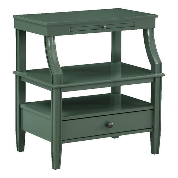 Pemberly Row Modern Vintage Green Wood 1-drawer Storage Nightstand